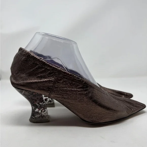 Bottega Veneta Brown Mettalic Almond Pumps - Picture 4 of 10